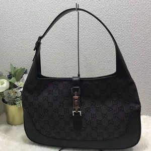 ‼️SOLD‼️Gucci Black GG Canvas Jackie Hobo Bag